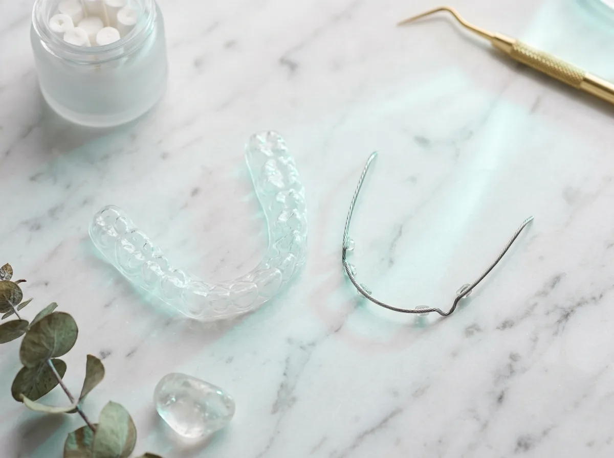 Fixed (bonded) retainer wire behind lower front teeth